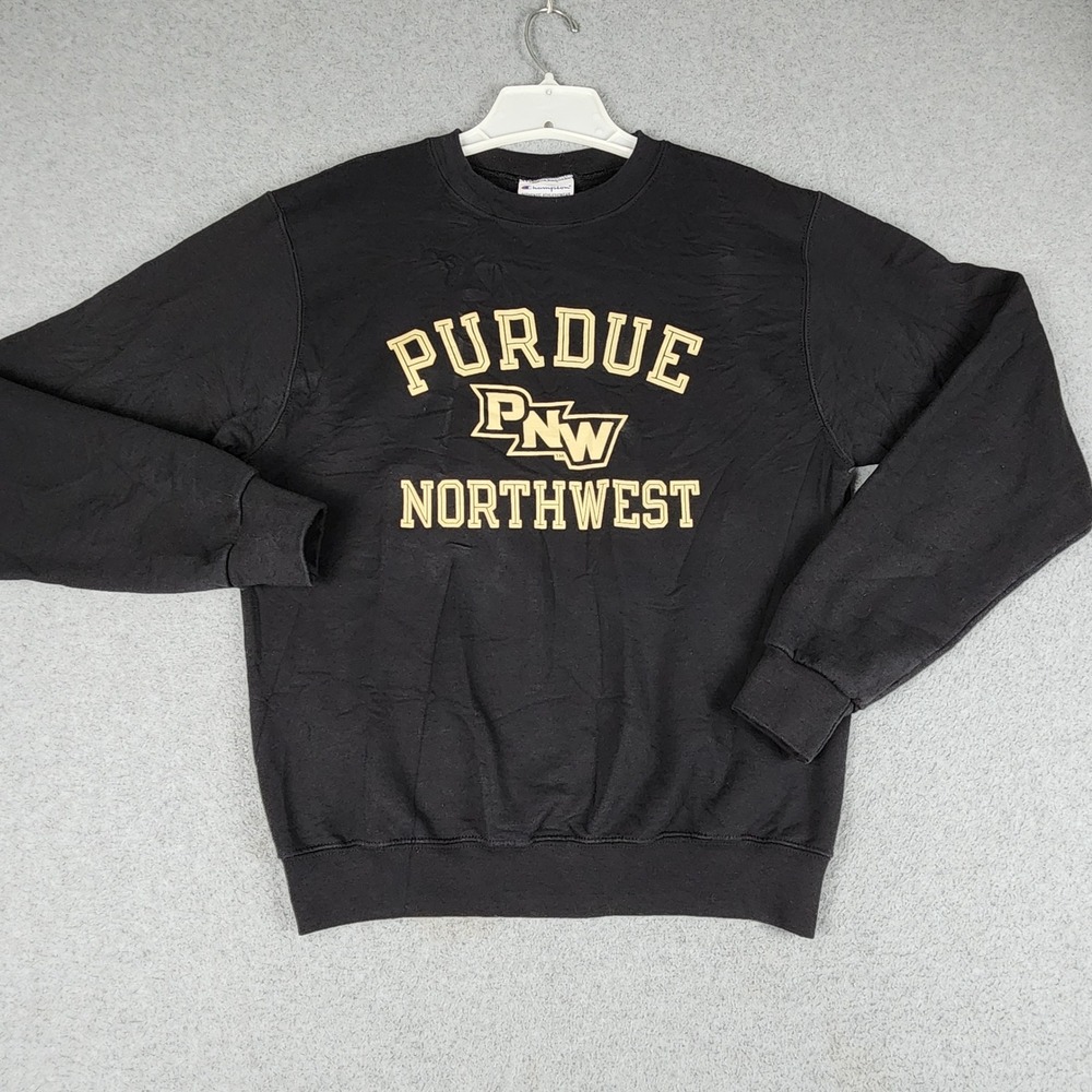 Champion Purdue Northwest Sweatshirt Mens Small Black Graphic Crew Neck Pullover